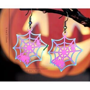 New! Colorful Spider Web Design Dangle Earrings so cool!
